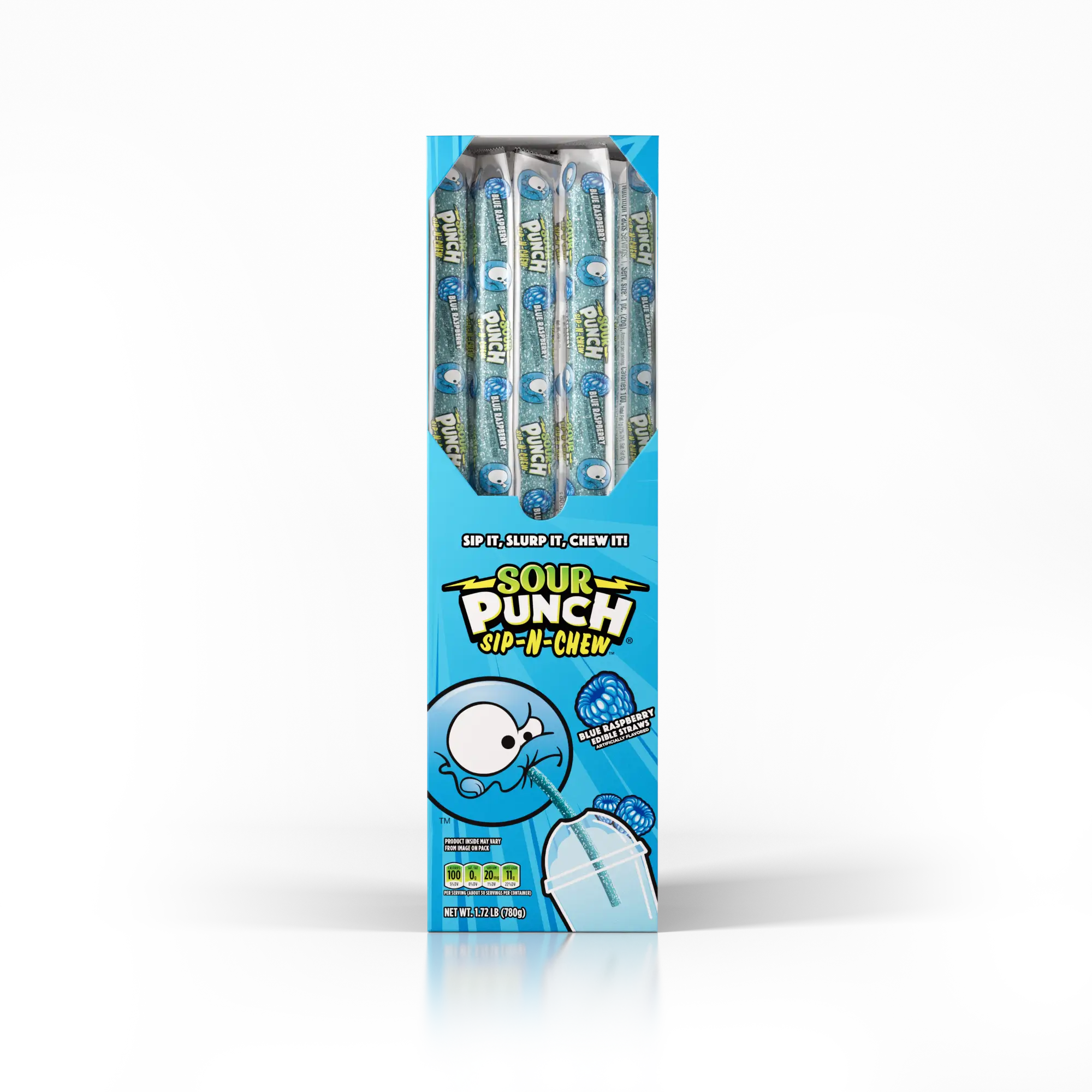 デュードロップス・イン・ザ・リミックス WPCR-185 SOUR PUNCH® Sip-N-Chew Straws, Blue Raspberry, 30ct/0.9oz