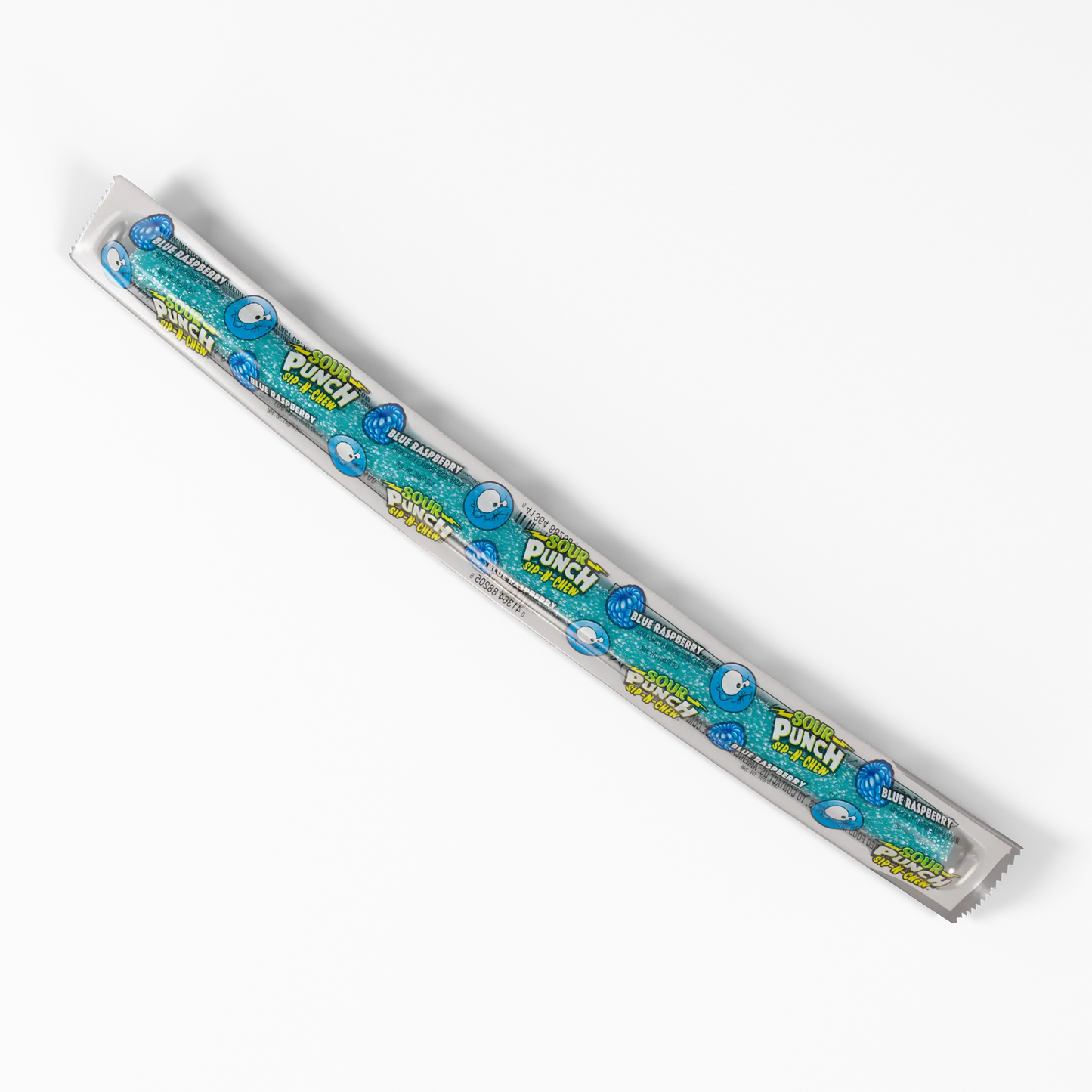 Single Individually Wrapped Sour Punch Blue Raspberry Sip-N-Chew Straw