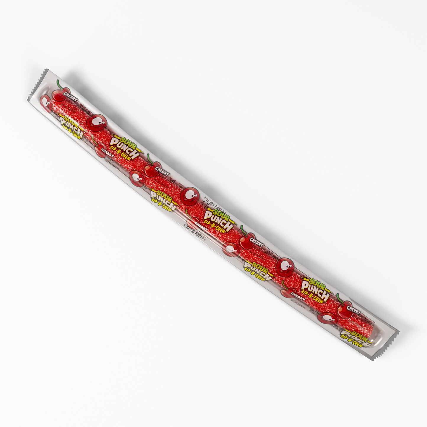 Single Individually Wrapped Sour Punch Cherry Sip-N-Chew Straw