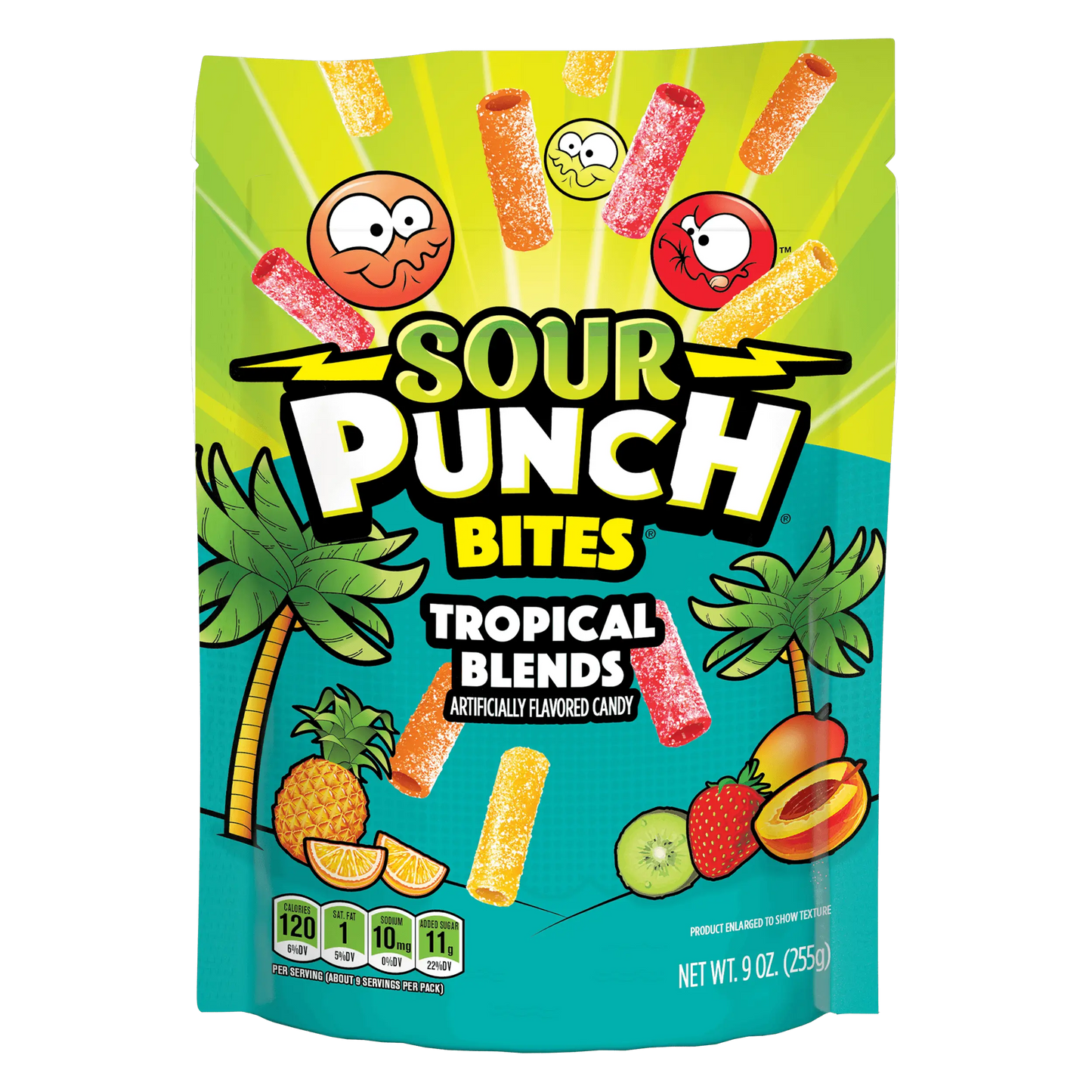 Front of Sour Punch Bites Tropical Blends 9oz Stand up bag