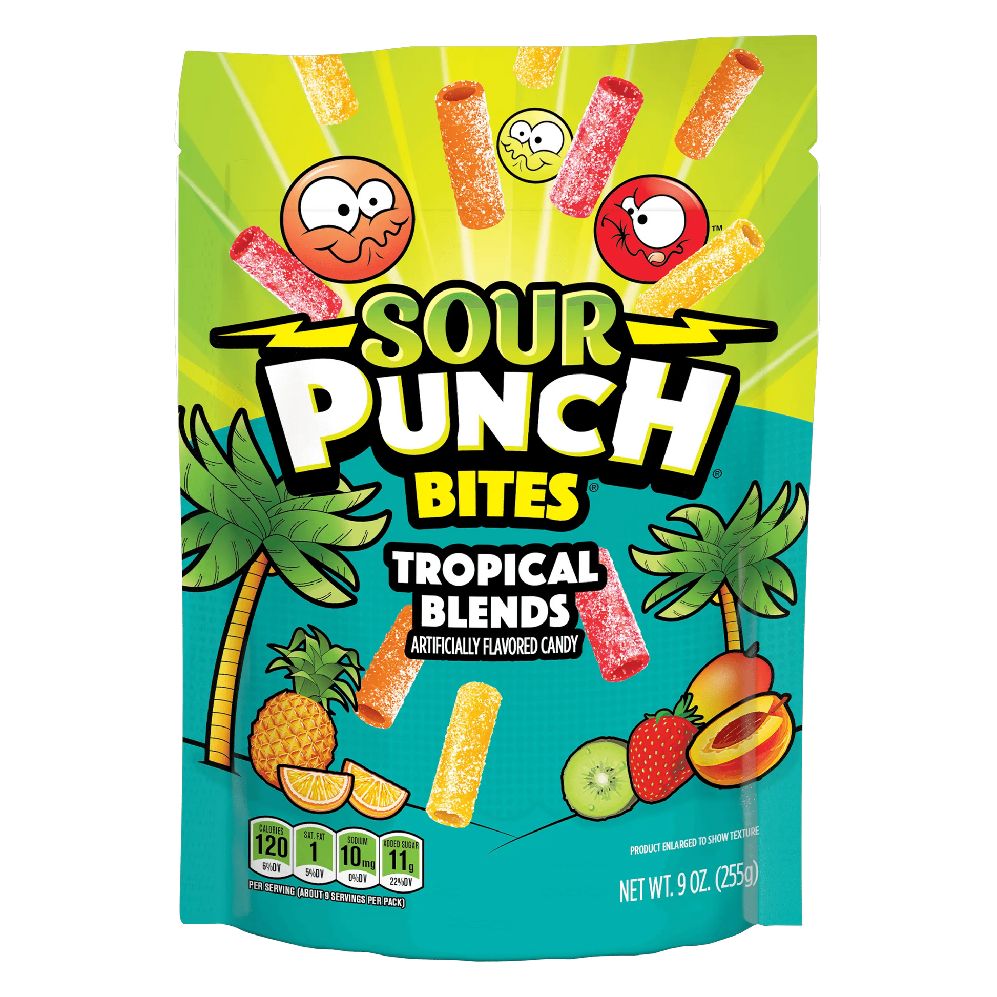 Front of Sour Punch Bites Tropical Blends 9oz Stand up bag