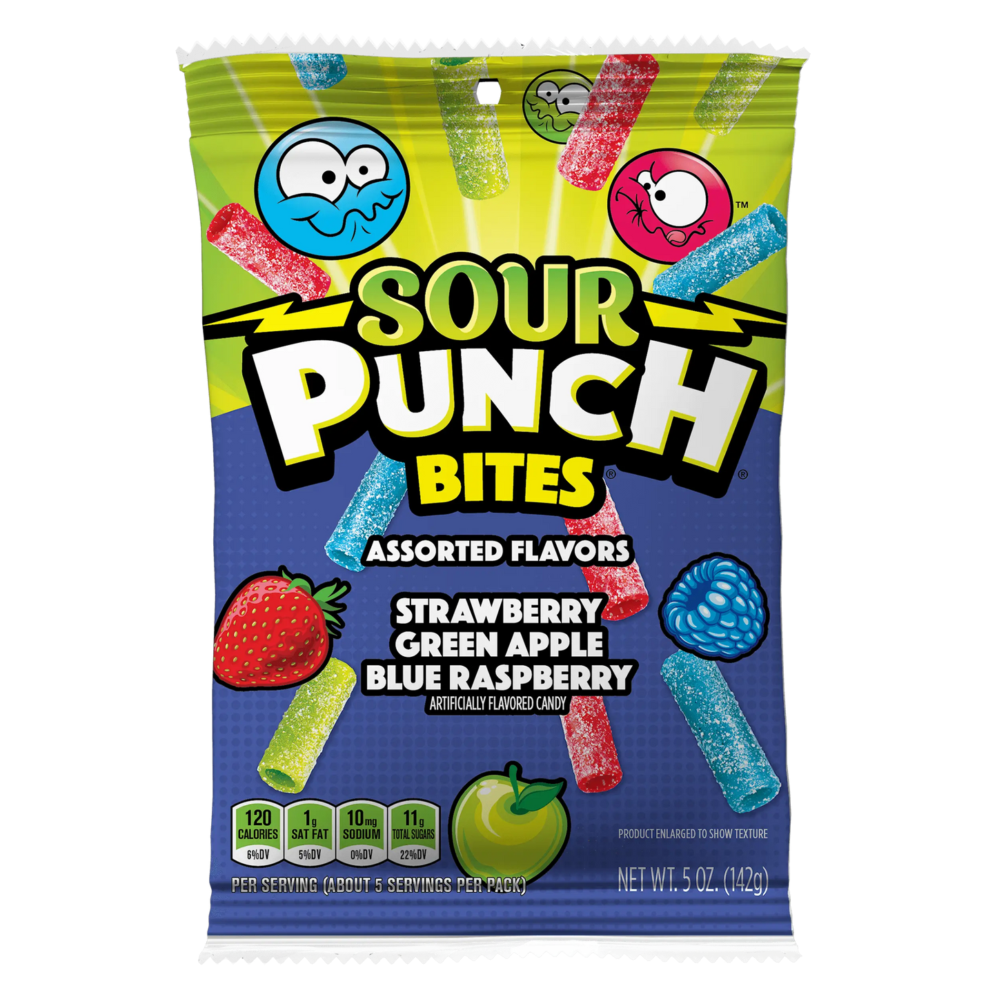 Front of Sour Punch Bites Assorted Flavors 5oz Hanging bag