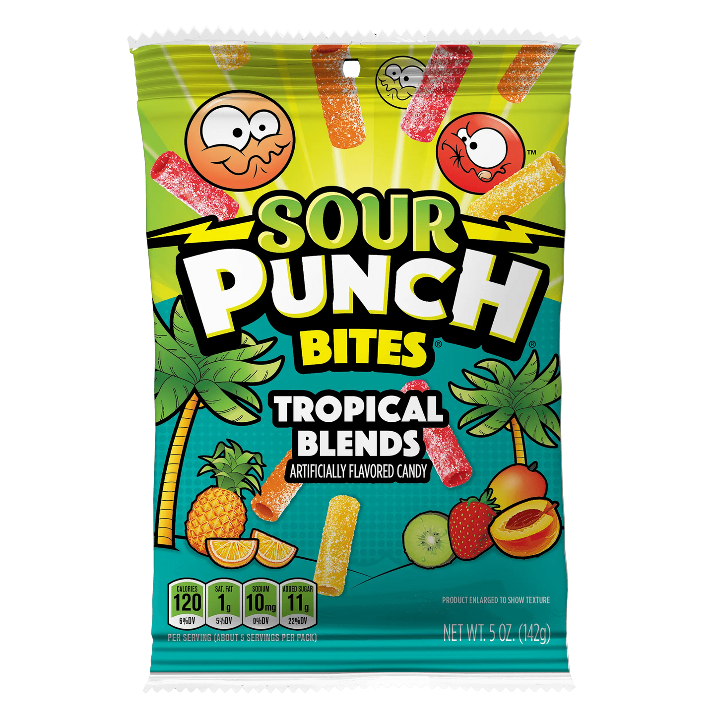 Front of Sour Punch Bites Tropical Blends 5oz bag