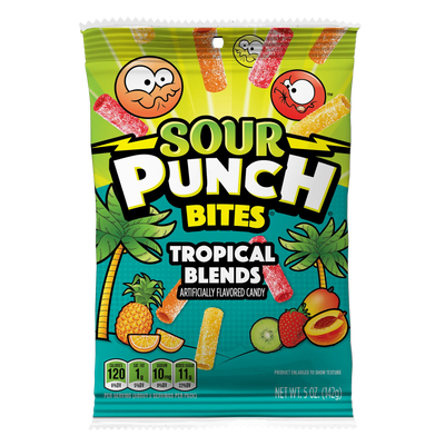 Front of Sour Punch Bites Tropical Blends 5oz bag
