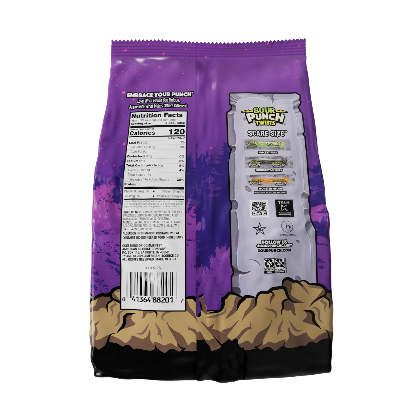 Halloween 3" Individually Wrapped Twists, 6/35oz Gusseted Bags