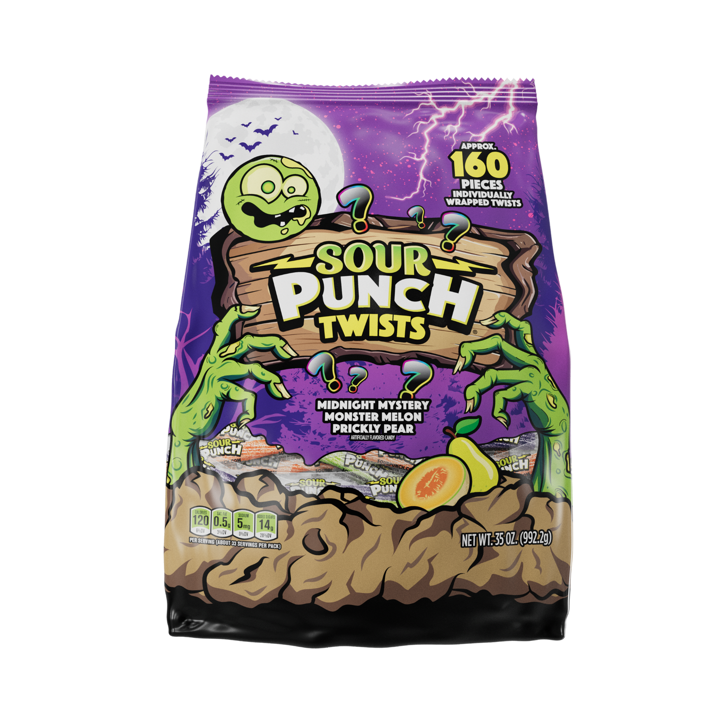 Halloween 3" Individually Wrapped Twists, 6/35oz Gusseted Bags