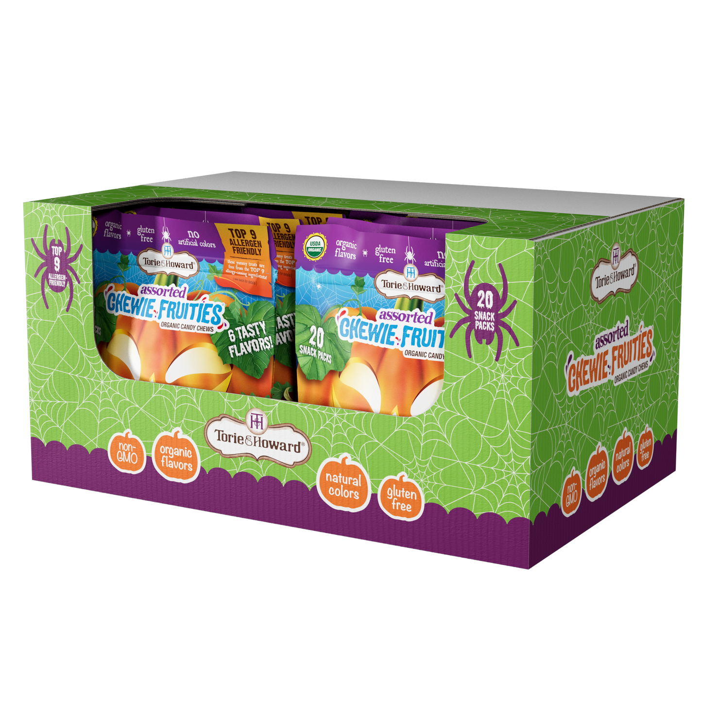 TORIE & HOWARD Organic Halloween Candy - angled 12ct case TORIE & HOWARD Organic Halloween Candy - angled 12ct case