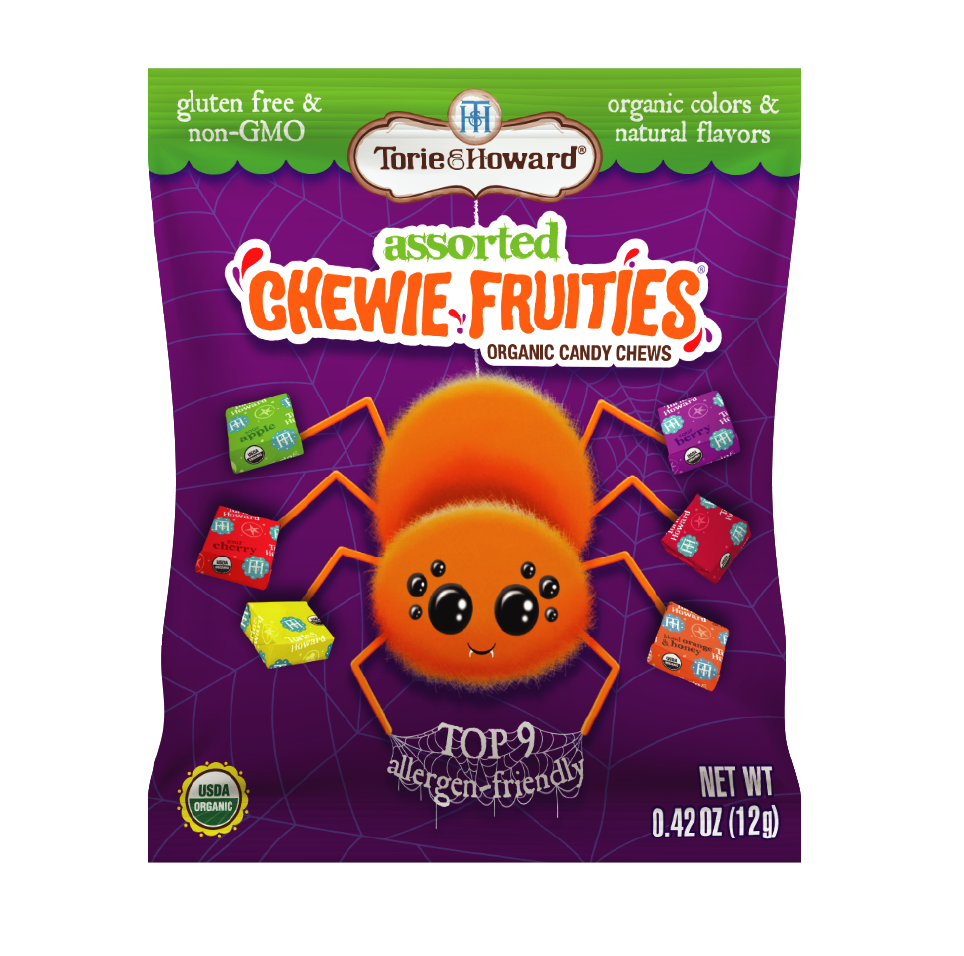 TORIE & HOWARD Organic Halloween Candy - front of 0.42oz individual pouch TORIE & HOWARD Organic Halloween Candy - front of 0.42oz individual pouch