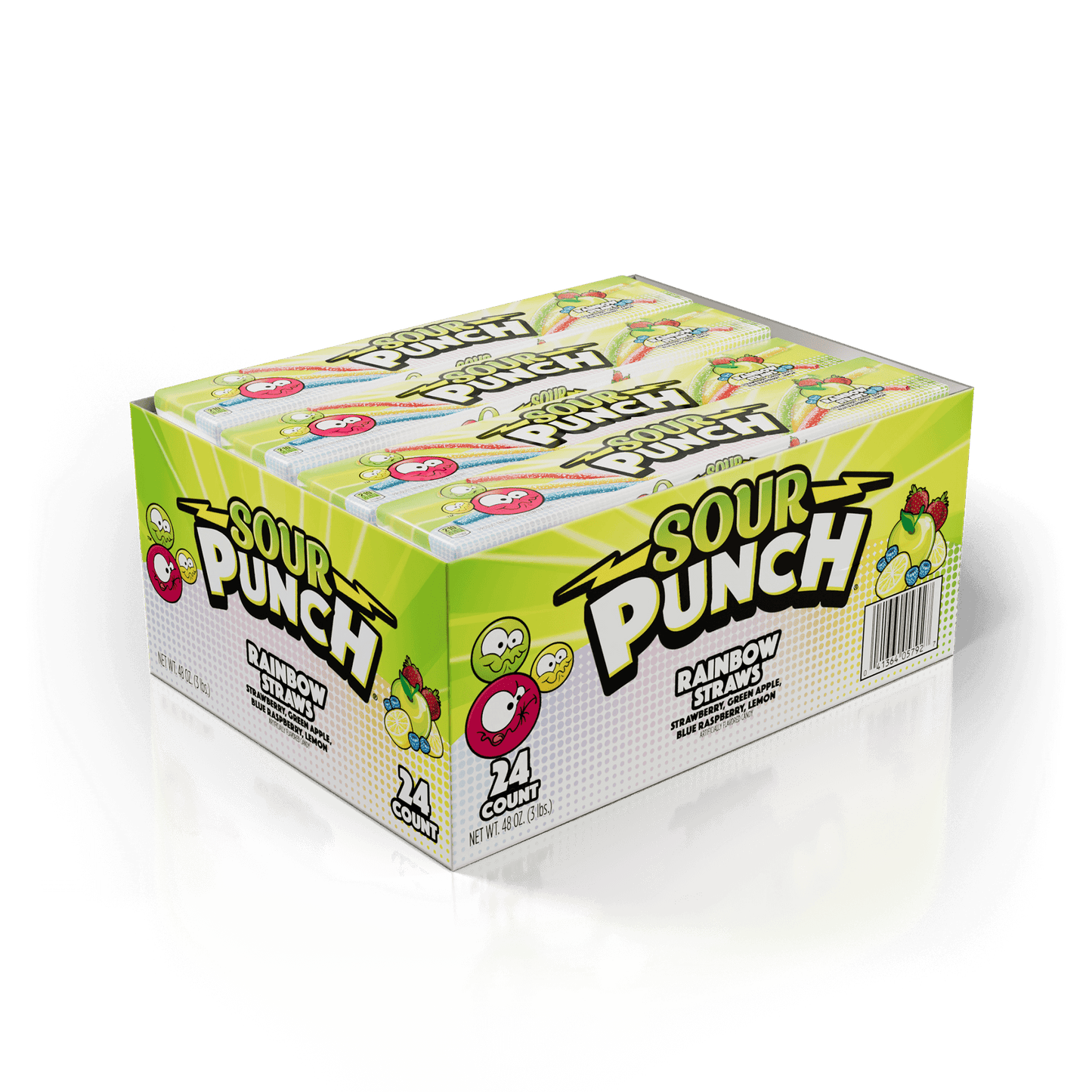 24 Count Caddy of Sour Punch Rainbow Straws 2oz Trays