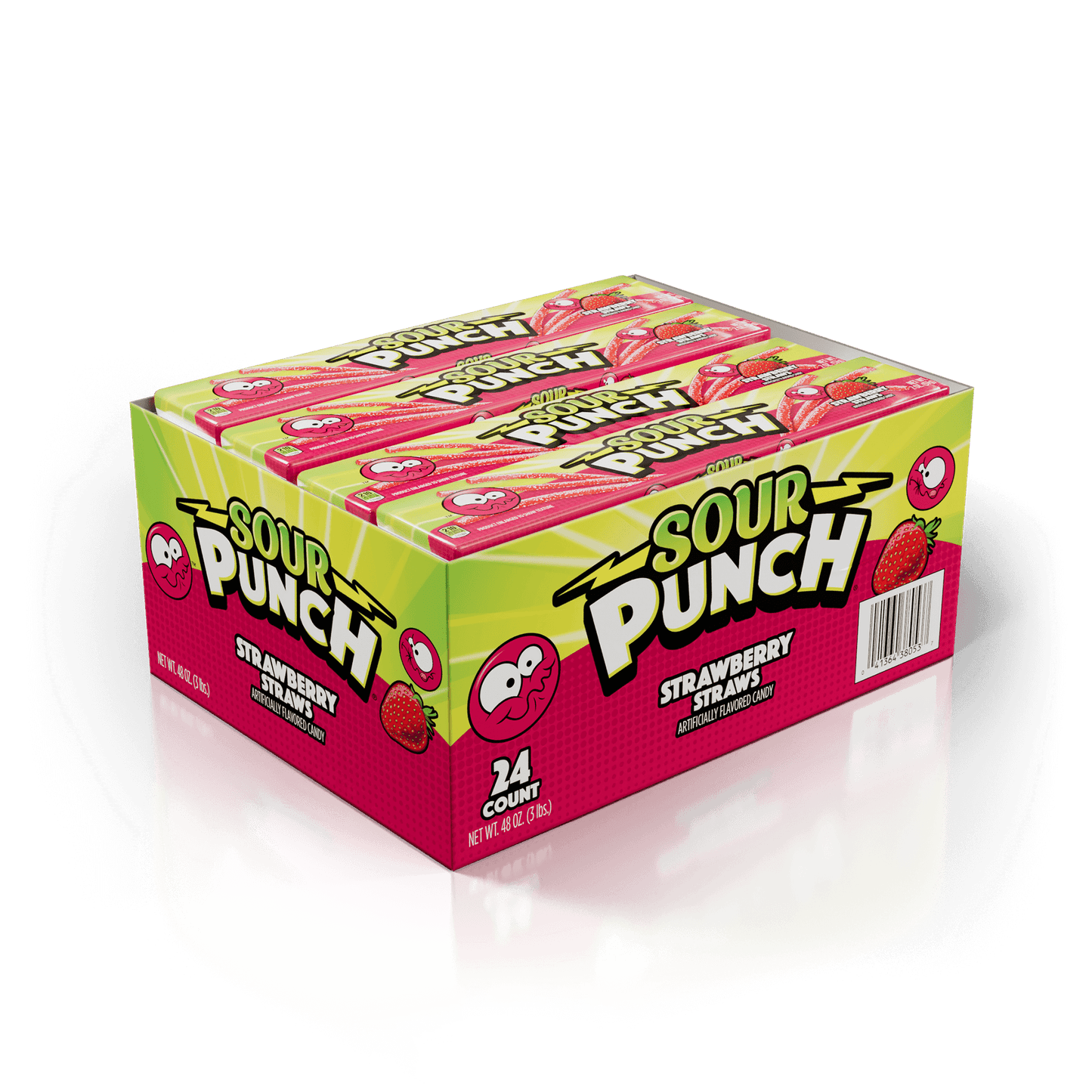 24 Count Caddy of Sour Punch Strawberry Straws 2oz Trays