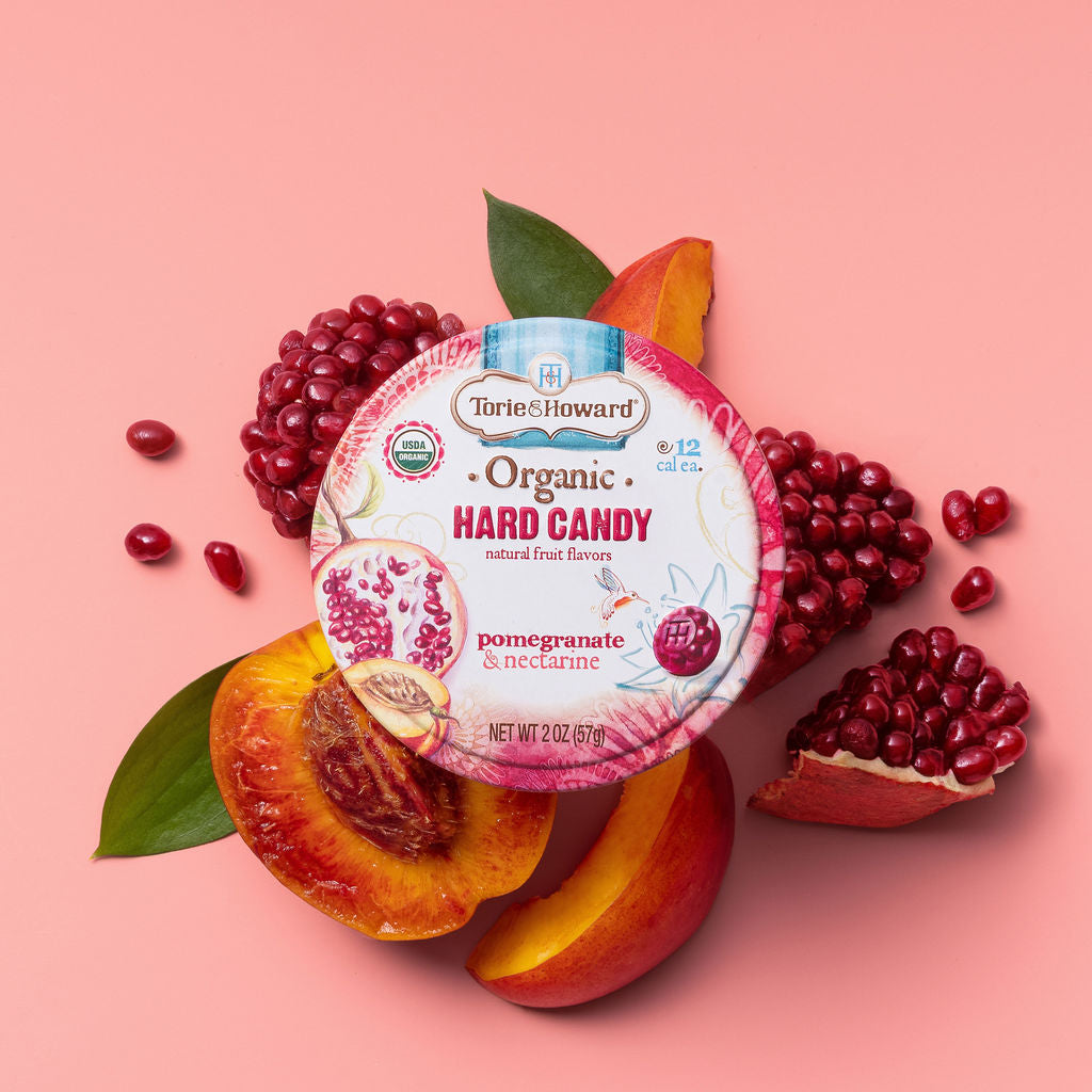 Pomegranate & Nectarine Organic Hard Candy Tins, 12/8/2 oz