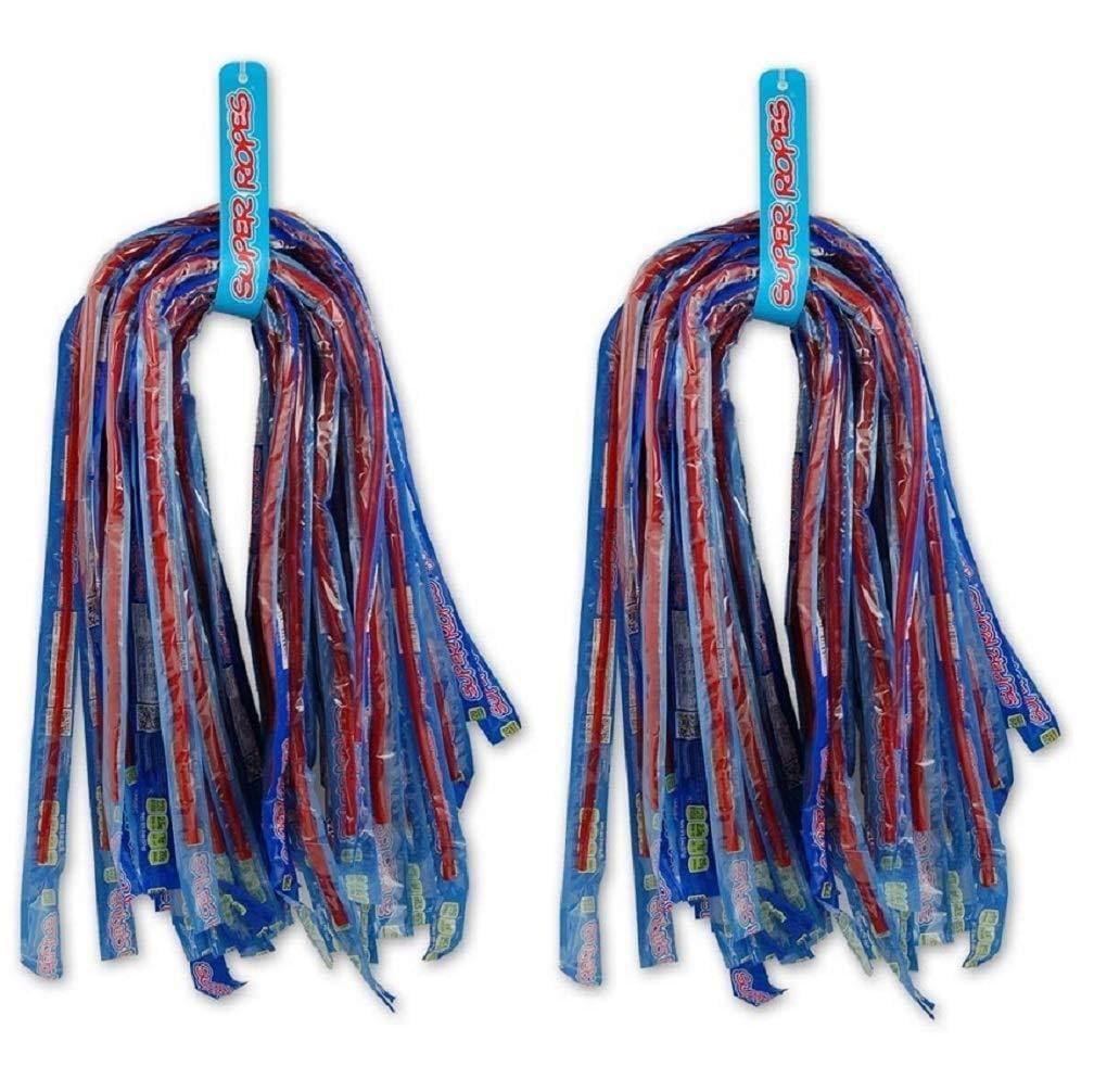 Two SUPER ROPES Red Licorice Rope Candy 30-Count Strap Packs (60 ropes total)