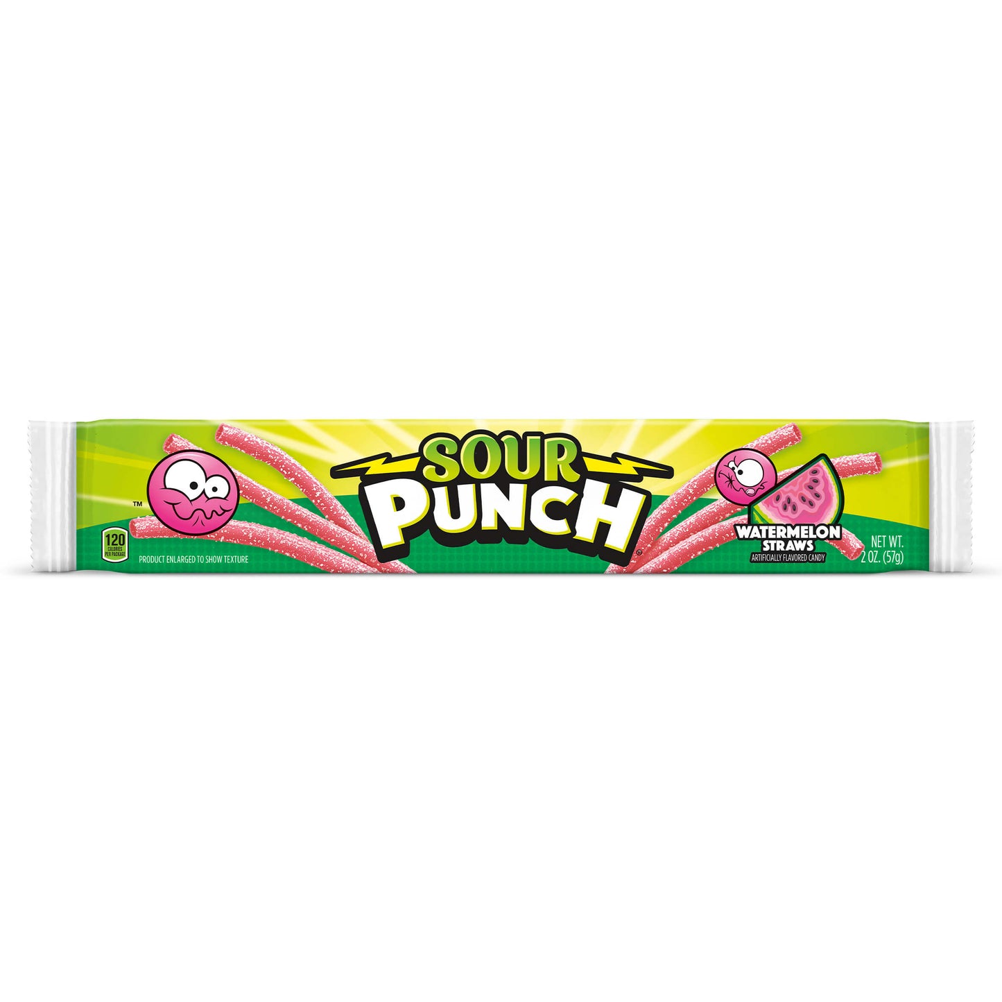 Front of Sour Punch Watermelon Straws 2oz Tray