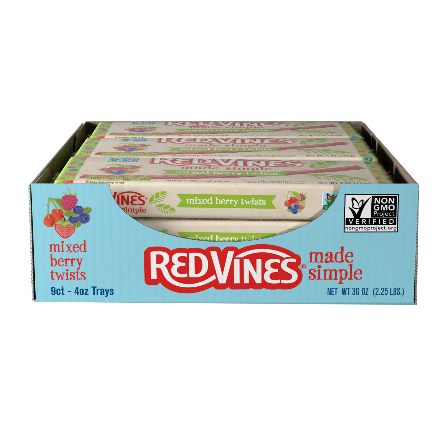 RED VINES Made Simple Berry Licorice Twists, Trays, 9/4oz caddy- American Licorice Company Wholesale RED VINES Made Simple Berry Licorice Twists, Trays, 9/4oz caddy- American Licorice Company Wholesale