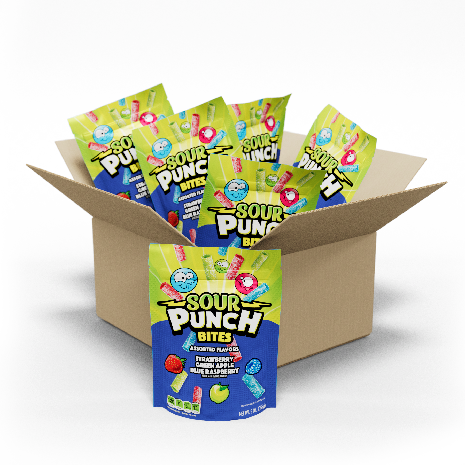 SOUR PUNCH Bulk Assorted Candy Bites, 6 Pack of 9oz Bags