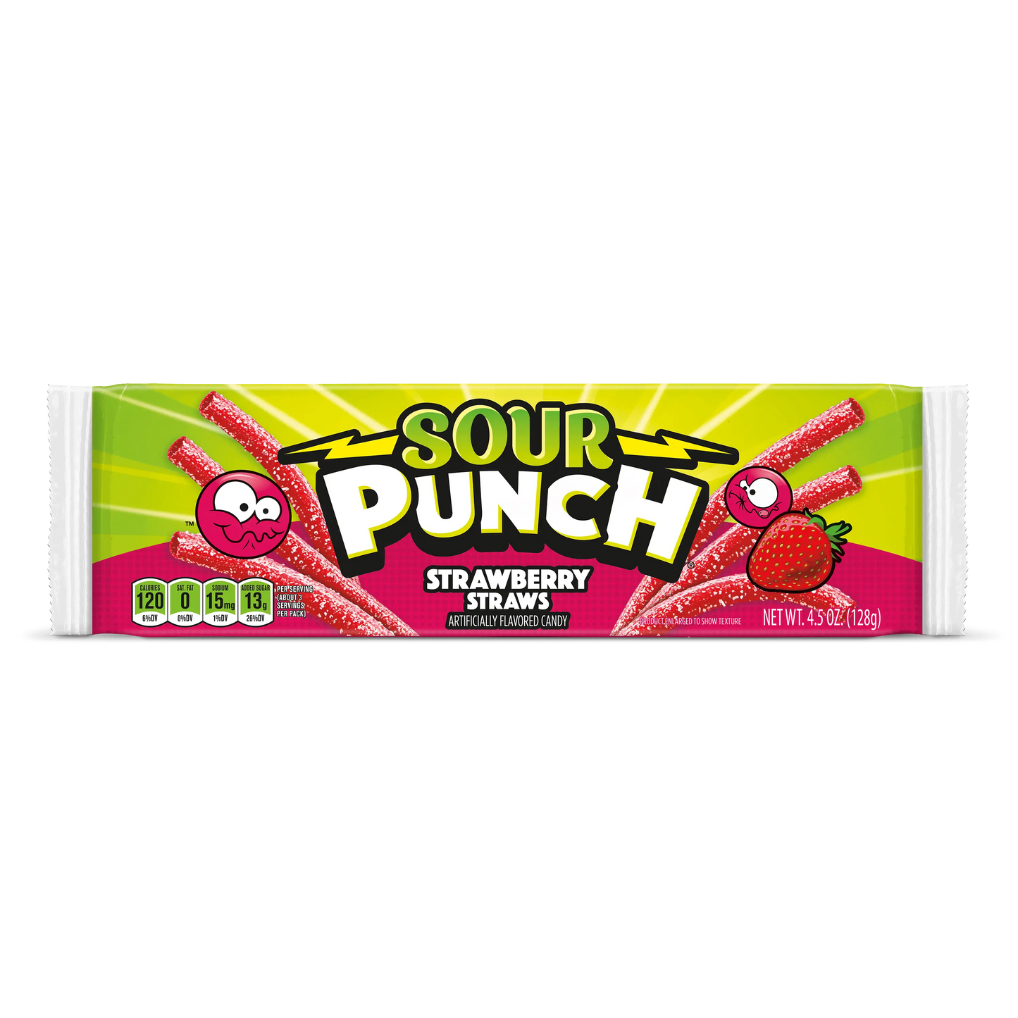 Front of Sour Punch Strawberry Straws 4.5oz Movie Tray