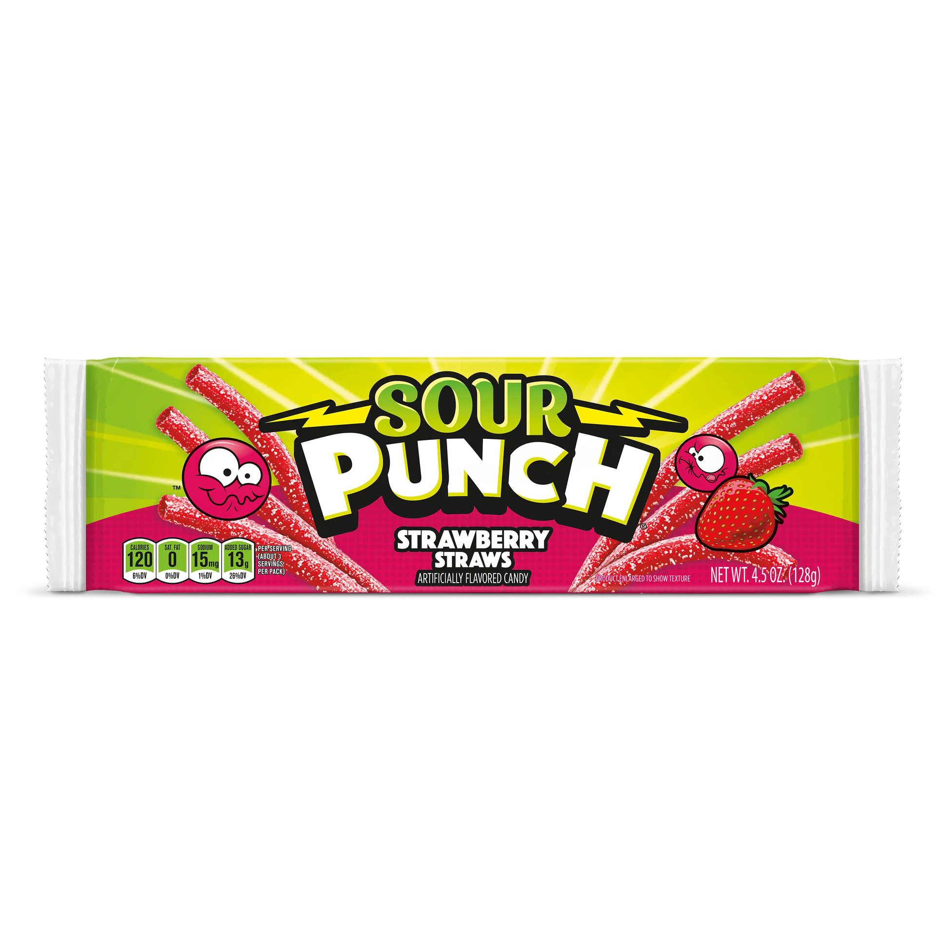 Front of Sour Punch Strawberry Straws 4.5oz Movie Tray