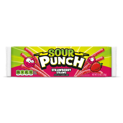 Front of Sour Punch Strawberry Straws 4.5oz Movie Tray