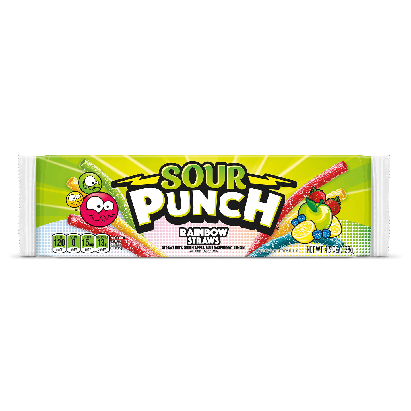 Front of SOUR PUNCH Rainbow Straws 4.5oz Tray