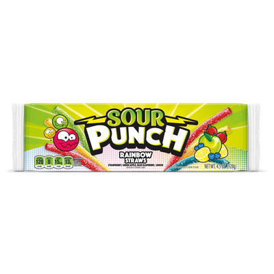 Front of Sour Punch Rainbow Straws 4.5oz Movie Tray