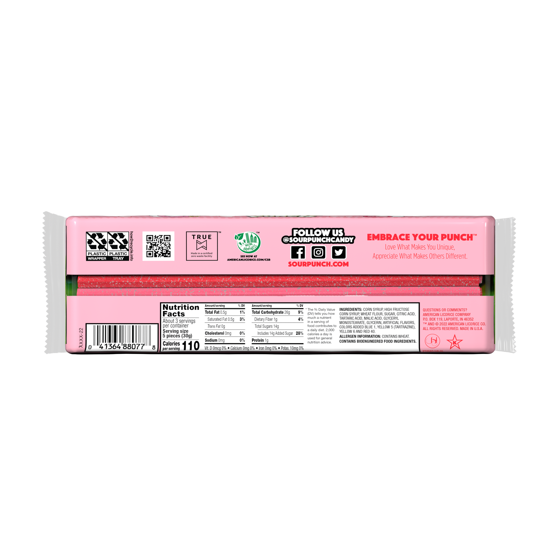 Back of SOUR PUNCH Cupid Straws 3.2oz tray