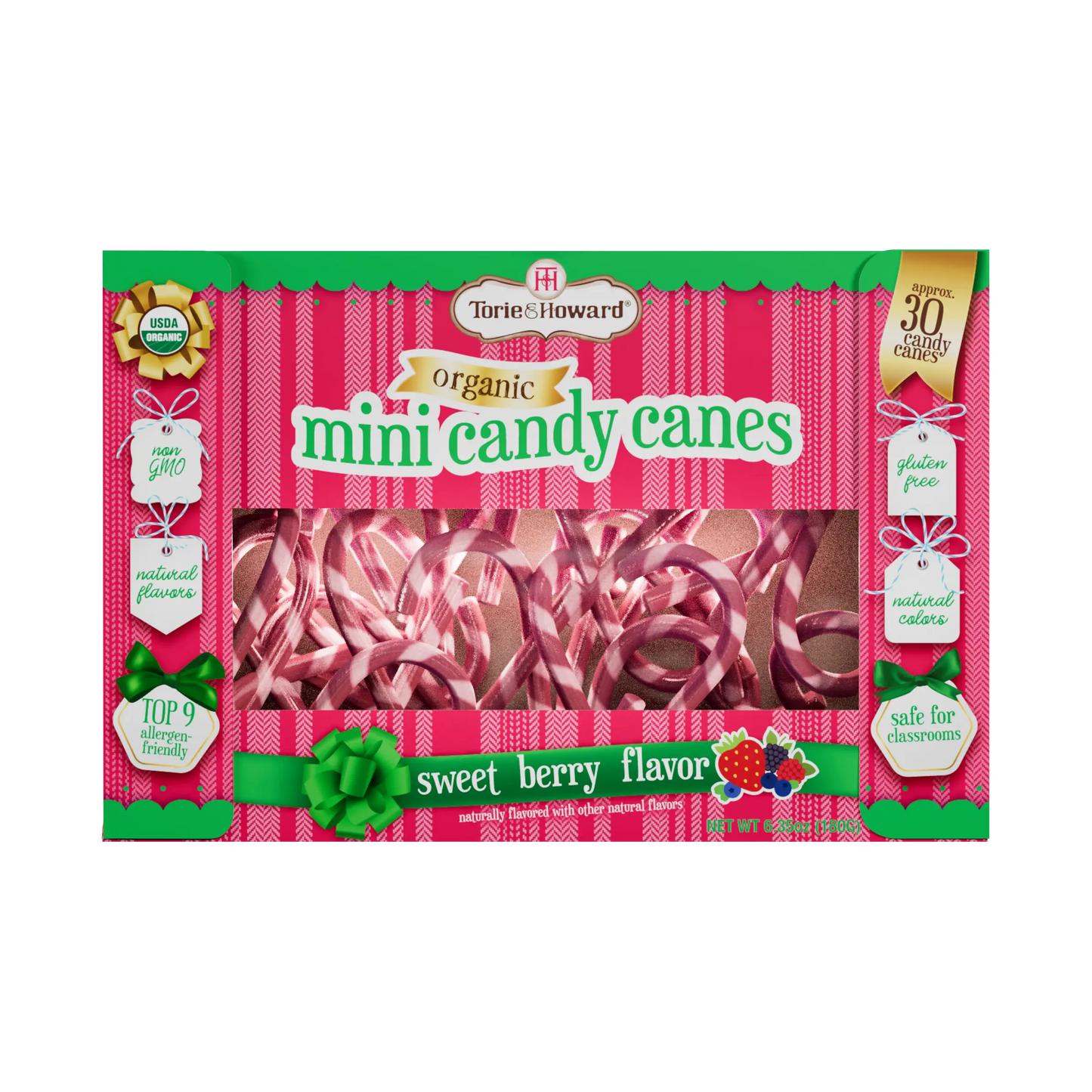 Front of Torie & Howard Organic Candy Canes in Bulk