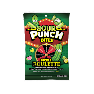Front of SOUR PUNCH Pickle Roulette Bites - Pickle Candy in Bulk