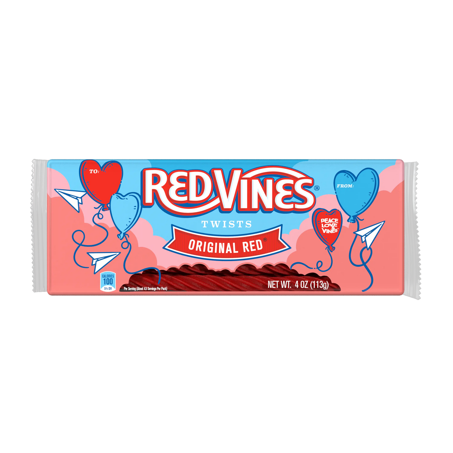 Front of Red Vines Valentine's Day Twists 4oz Tray