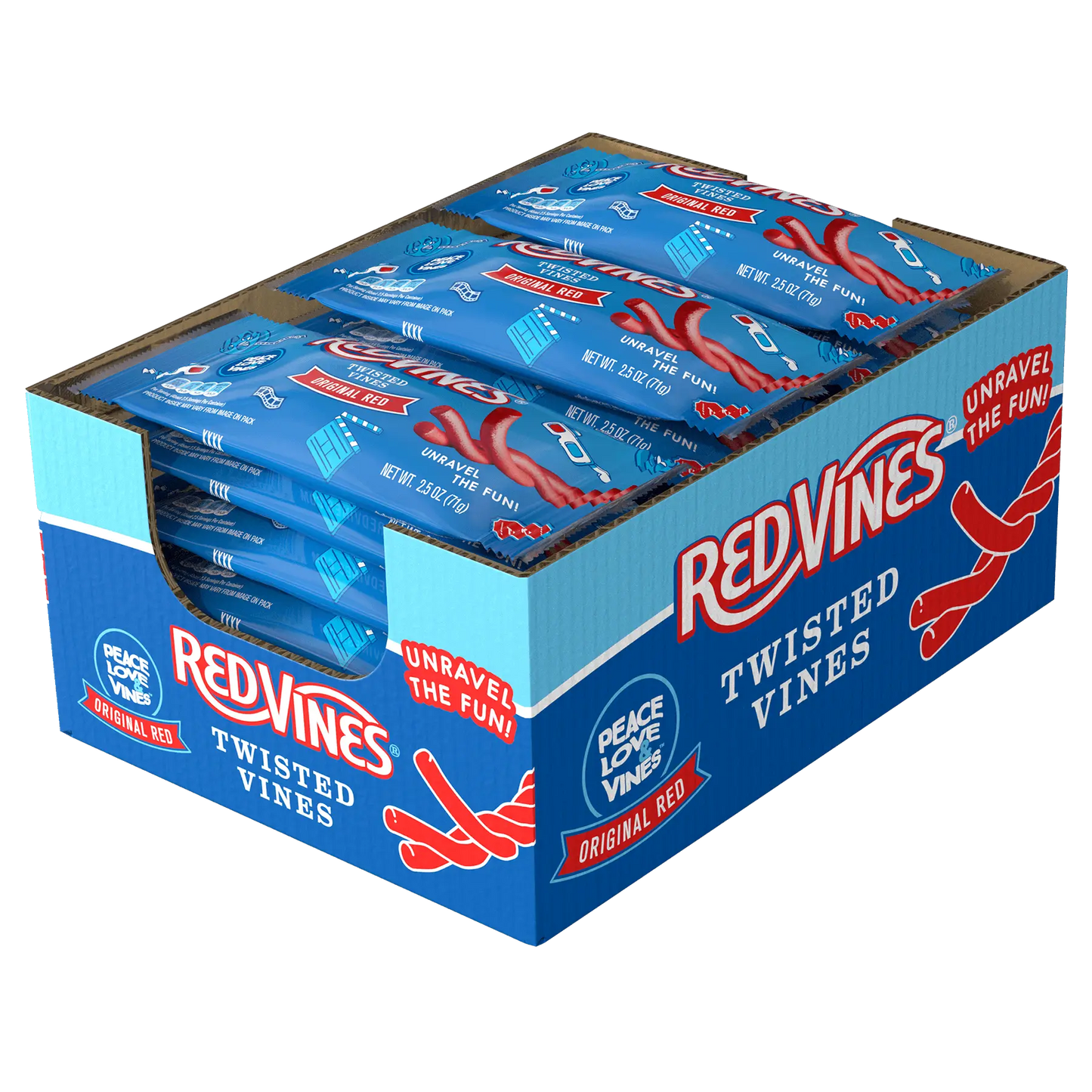 18 Count Caddy of Red Vines Original Red Twisted Vines 2.5oz Bags