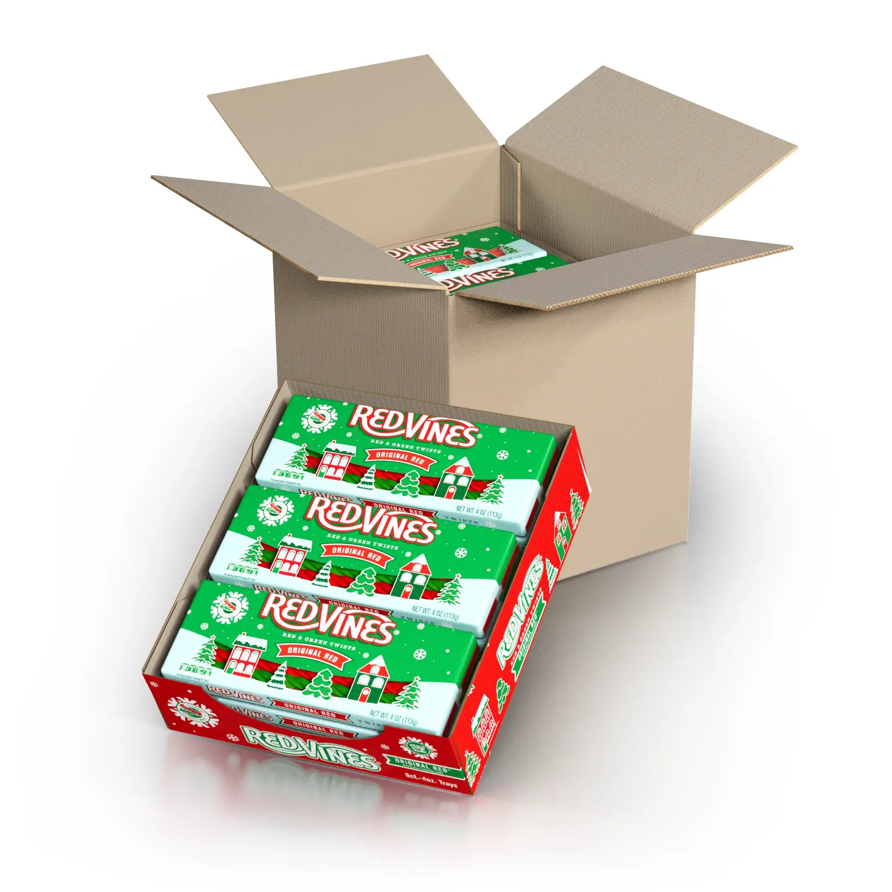 Bulk holiday candy case of Red Vines 2-Color Christmas Candy Twists 