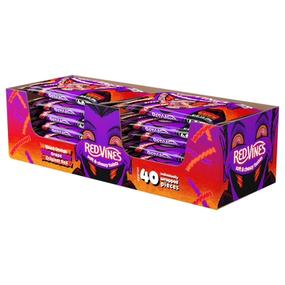 Red Vines Halloween Individually Wrapped Twists in 9oz Laydown Bags - 12 Pack Angled View