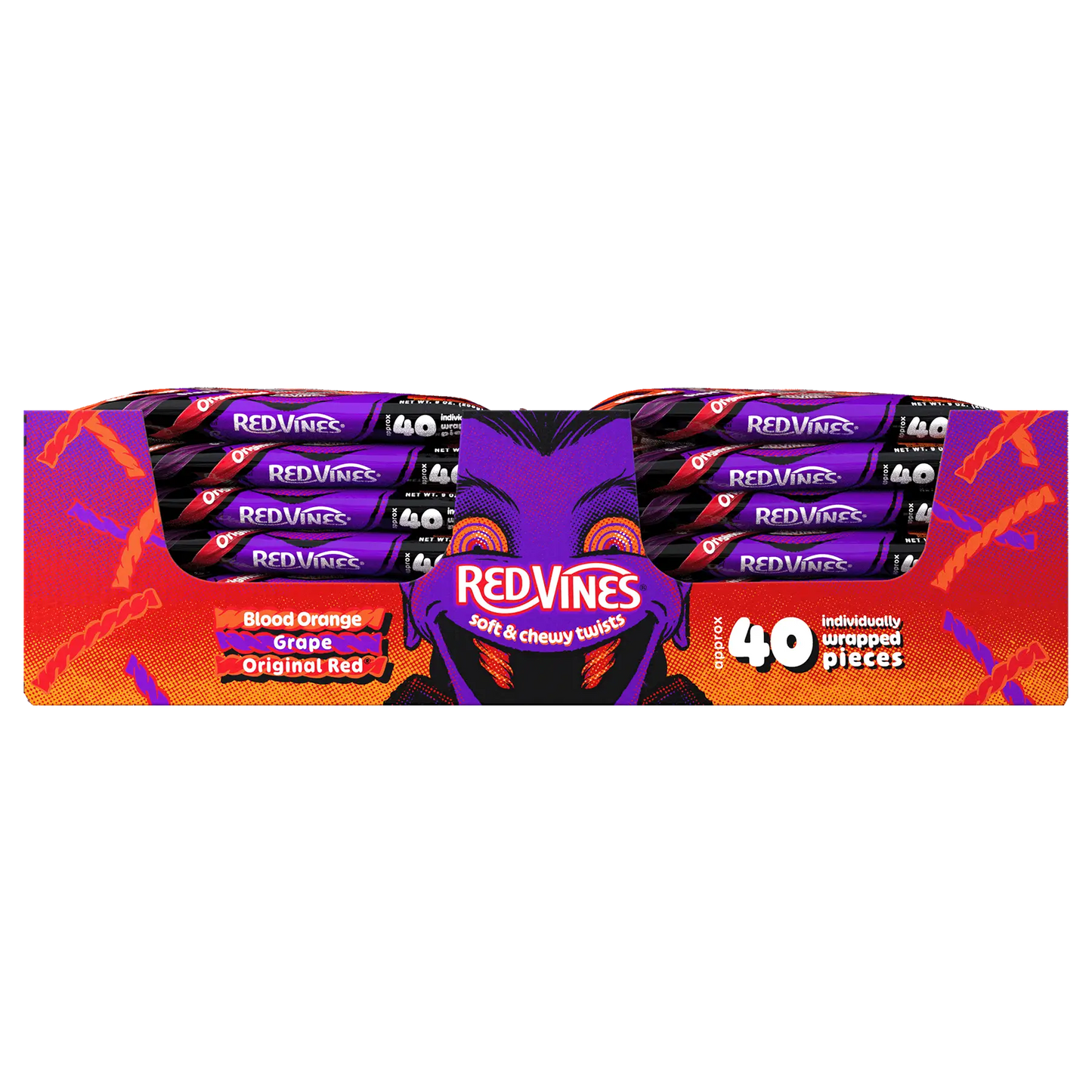 Red Vines Halloween Individually Wrapped Twists in 9oz Laydown Bags - 12 Pack Front View