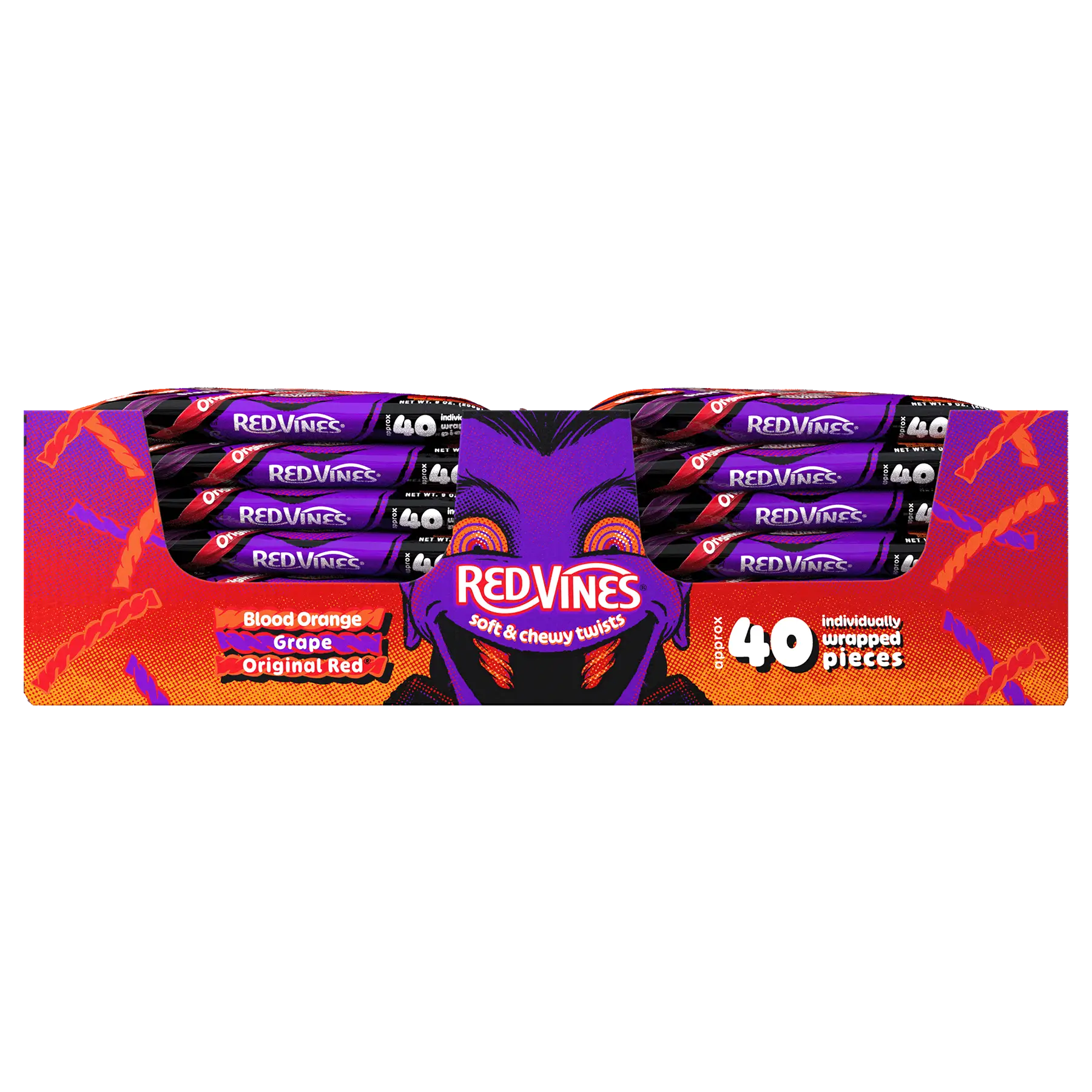 Red Vines Halloween Individually Wrapped Twists in 9oz Laydown Bags - 12 Pack Front View