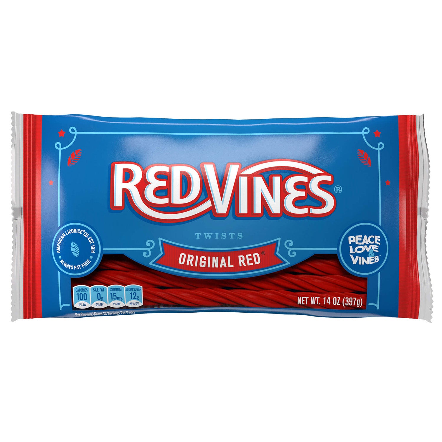 Red Vines Original Red Licorice Twists front of 14oz bag