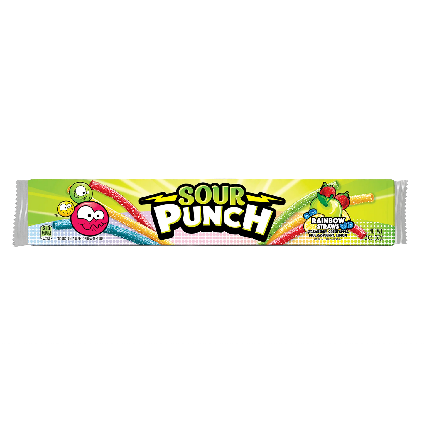 Front of Sour Punch Rainbow Straws 2oz Tray