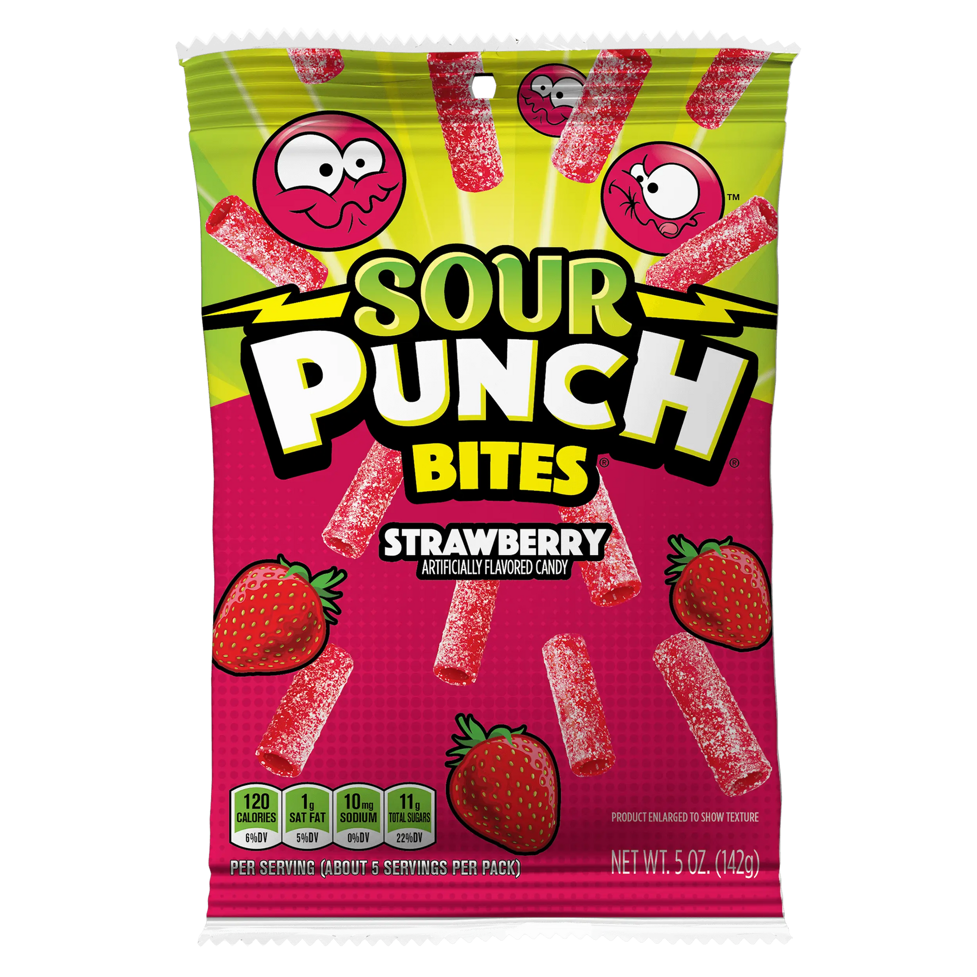 Front of Sour Punch Bites Strawberry 5oz bag