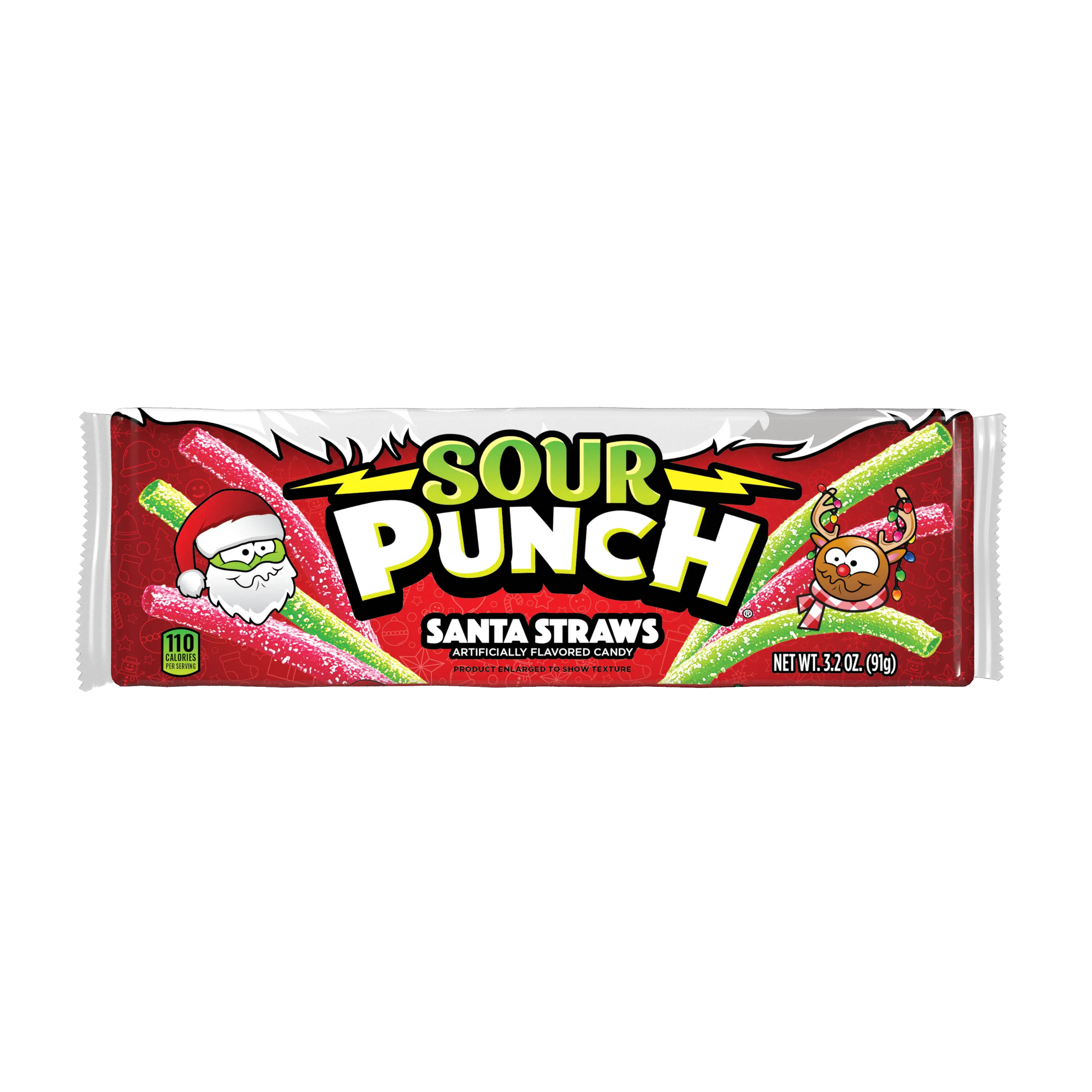 Front of Sour Punch Santa Straws Tray