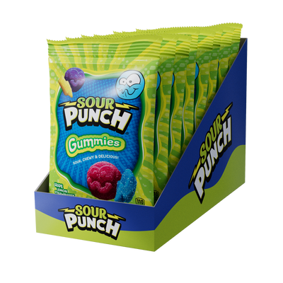 Right angle view of Sour Punch Gummies 8-Pack Caddy