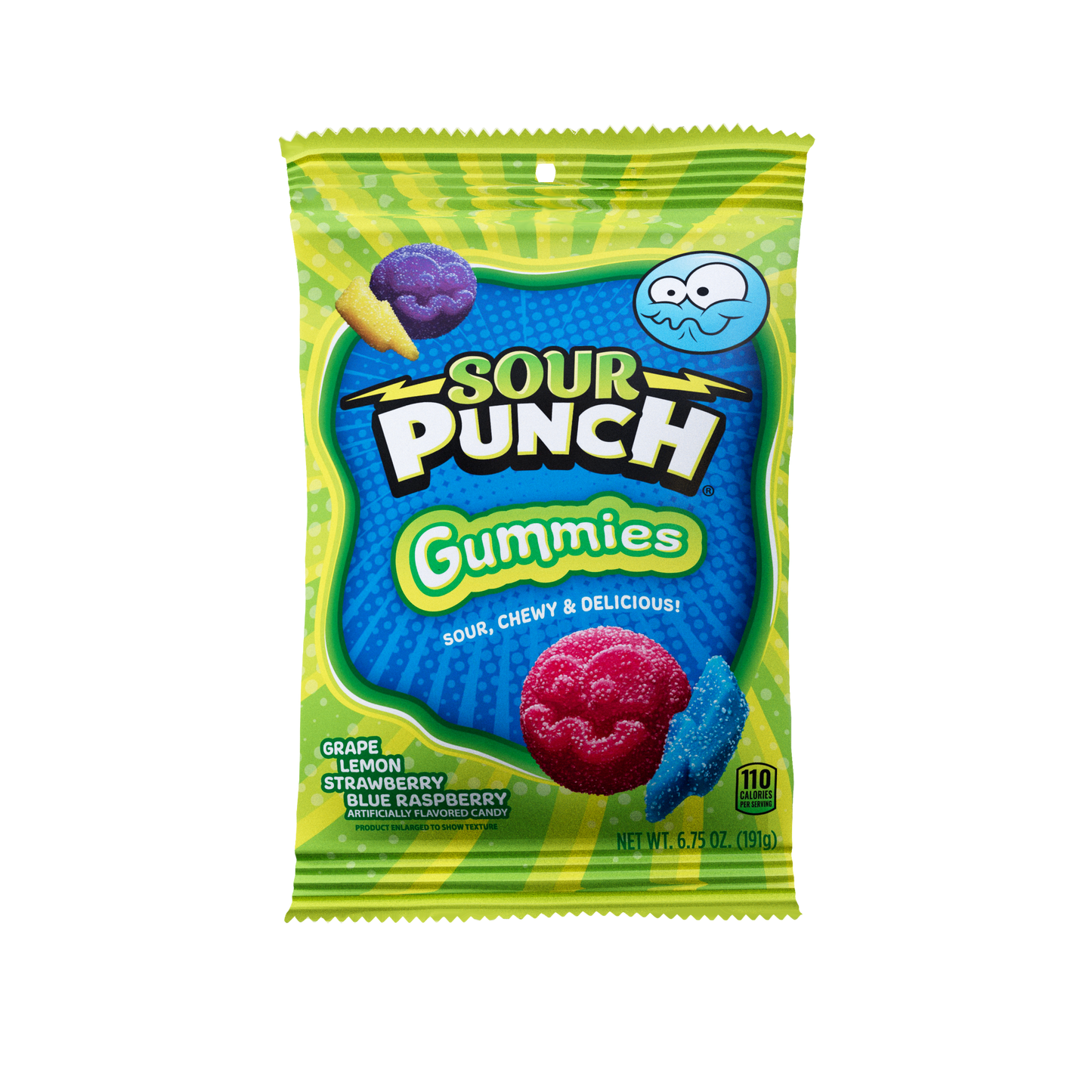 Front of Sour Punch Gummies Assorted Flavors 6.75oz Bag