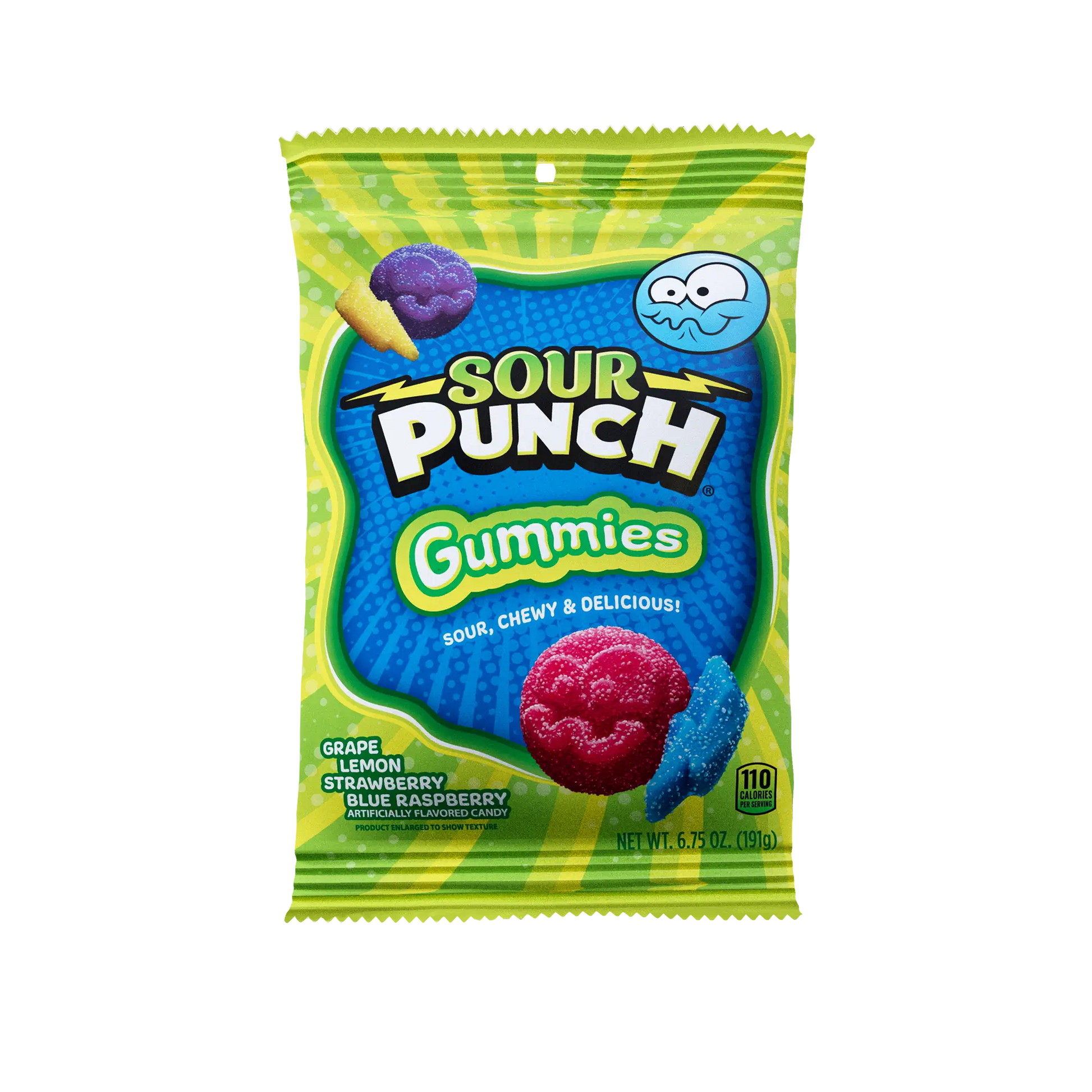 Front of Sour Punch Gummies Assorted Flavors 6.75oz Bag