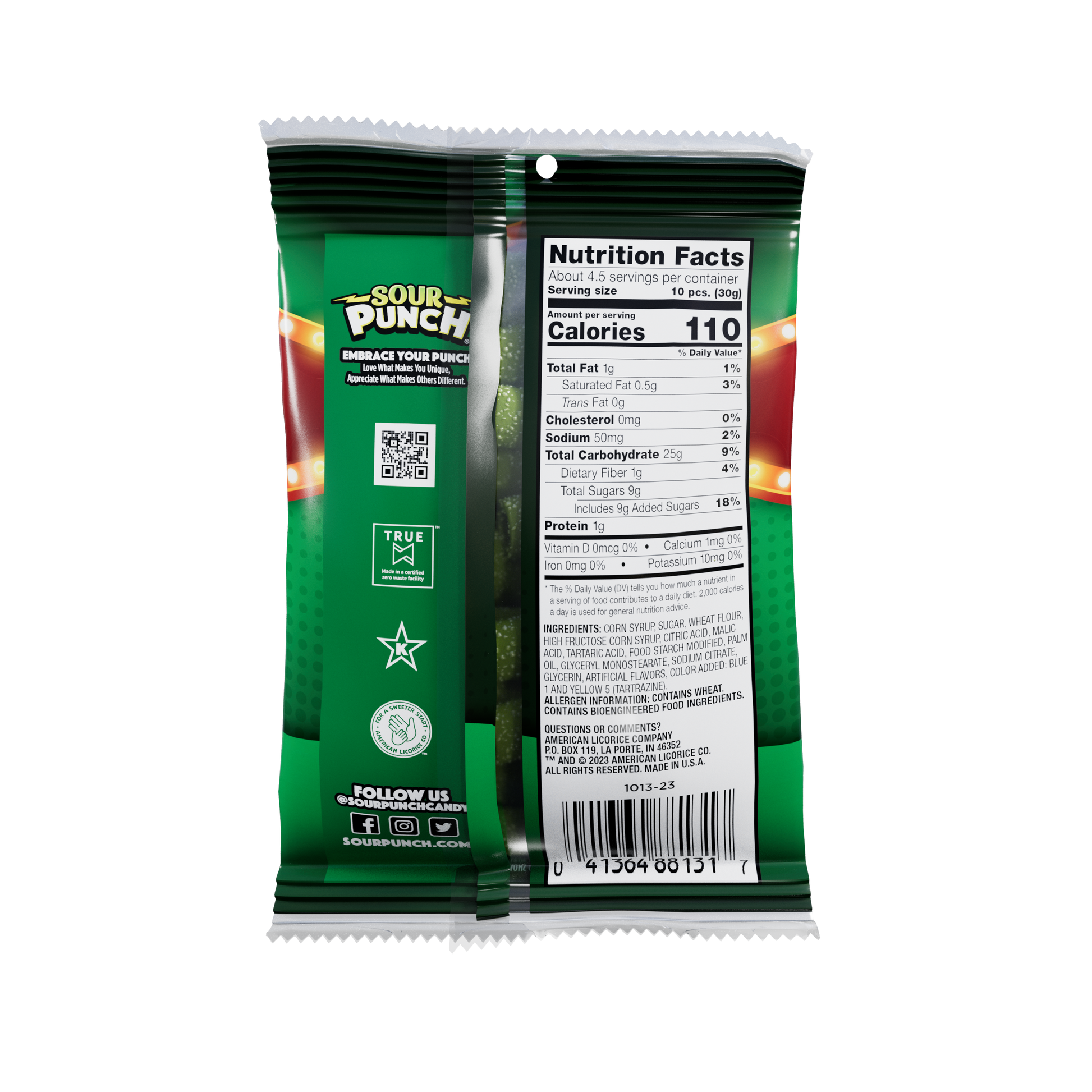 Back of SOUR PUNCH Pickle Roulette Bites - Pickle Candy in Bulk