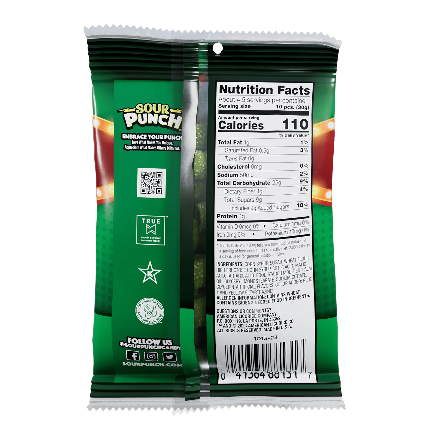 Back of SOUR PUNCH Pickle Roulette Bites - Pickle Candy in Bulk