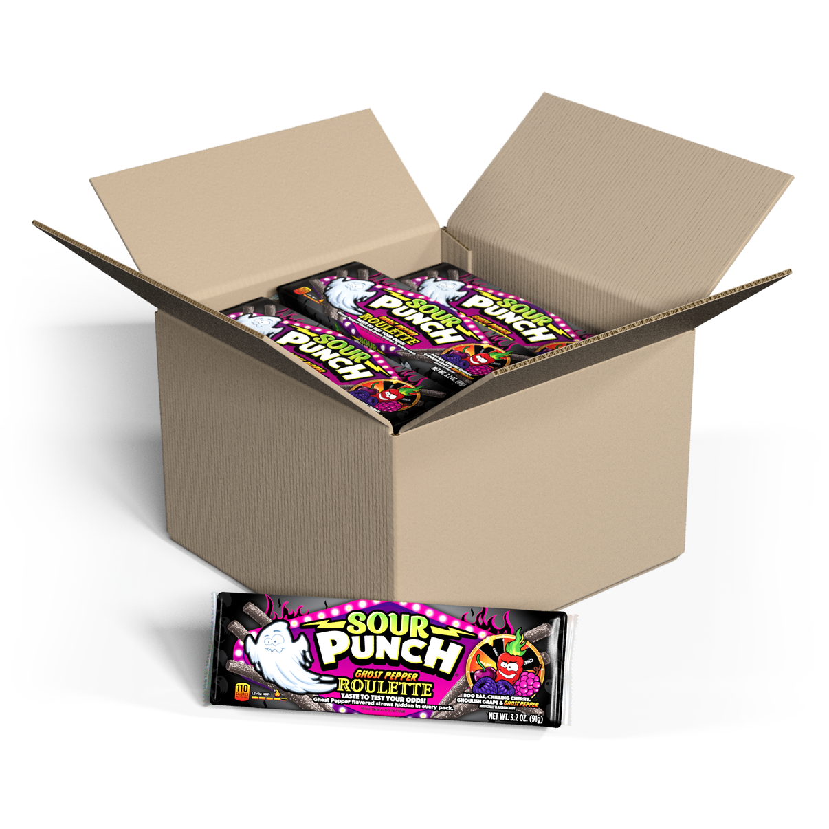 SOUR PUNCH® Ghost Pepper Roulette Straws, 24/3.2oz Tray Case American