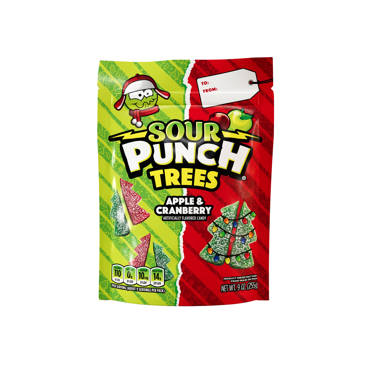 Front of Sour Punch Trees Christmas Candy 9oz Bag - Bulk Christmas Candy