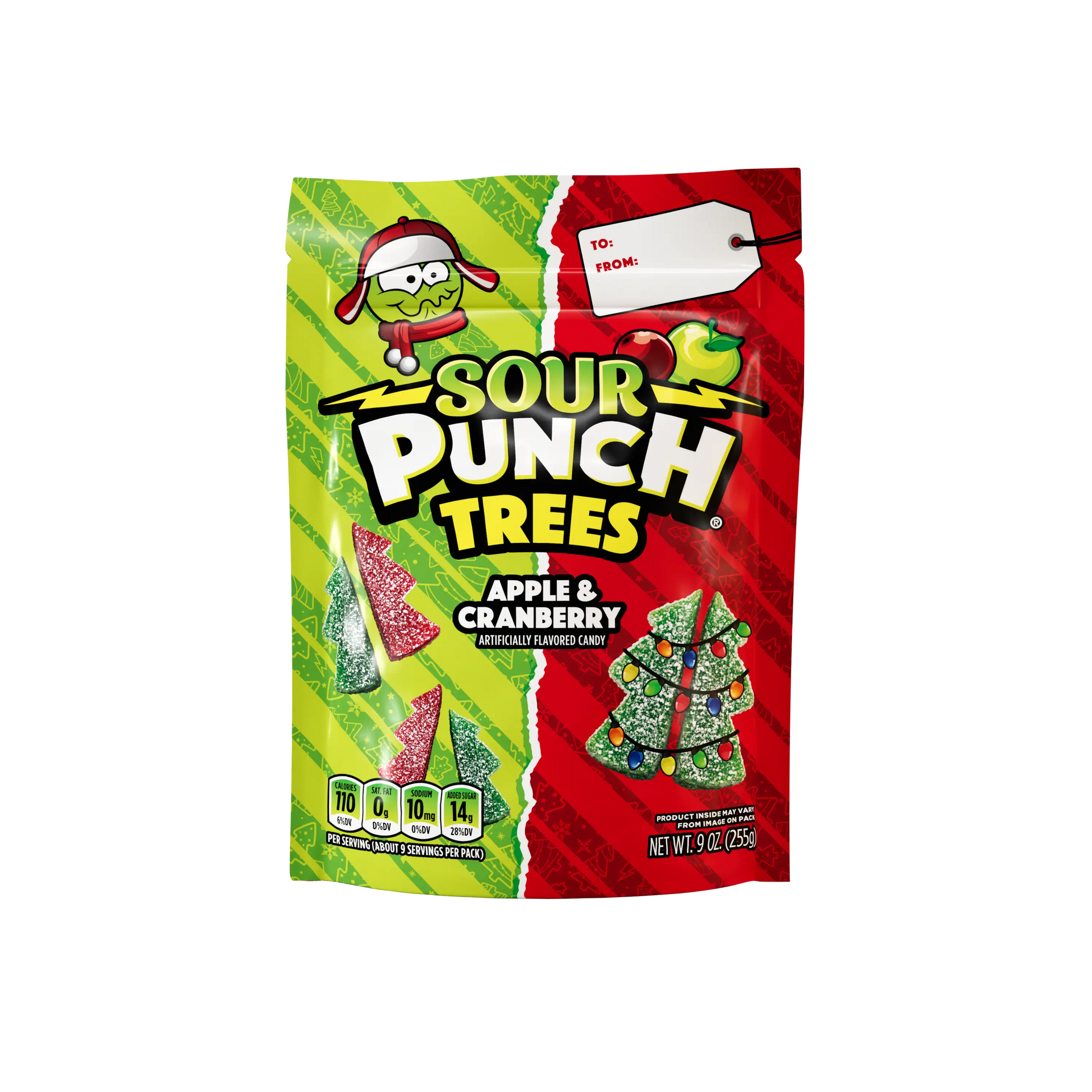 Front of Sour Punch Trees Christmas Candy 9oz Bag - Bulk Christmas Candy