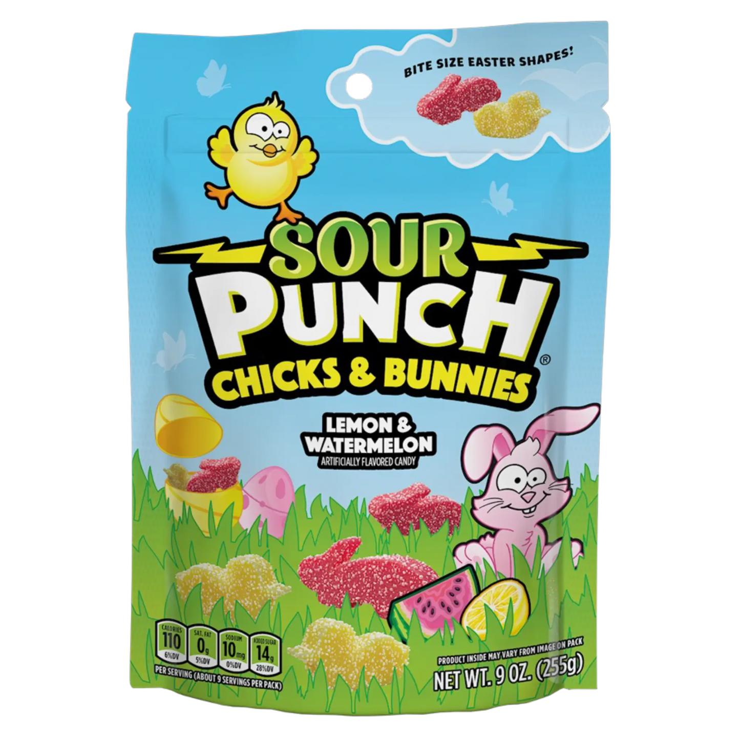 Front of Sour Punch Chicks & Bunnies 9oz Bag