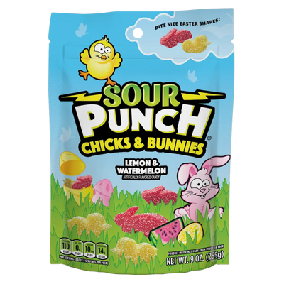 Front of Sour Punch Chicks & Bunnies 9oz Bag