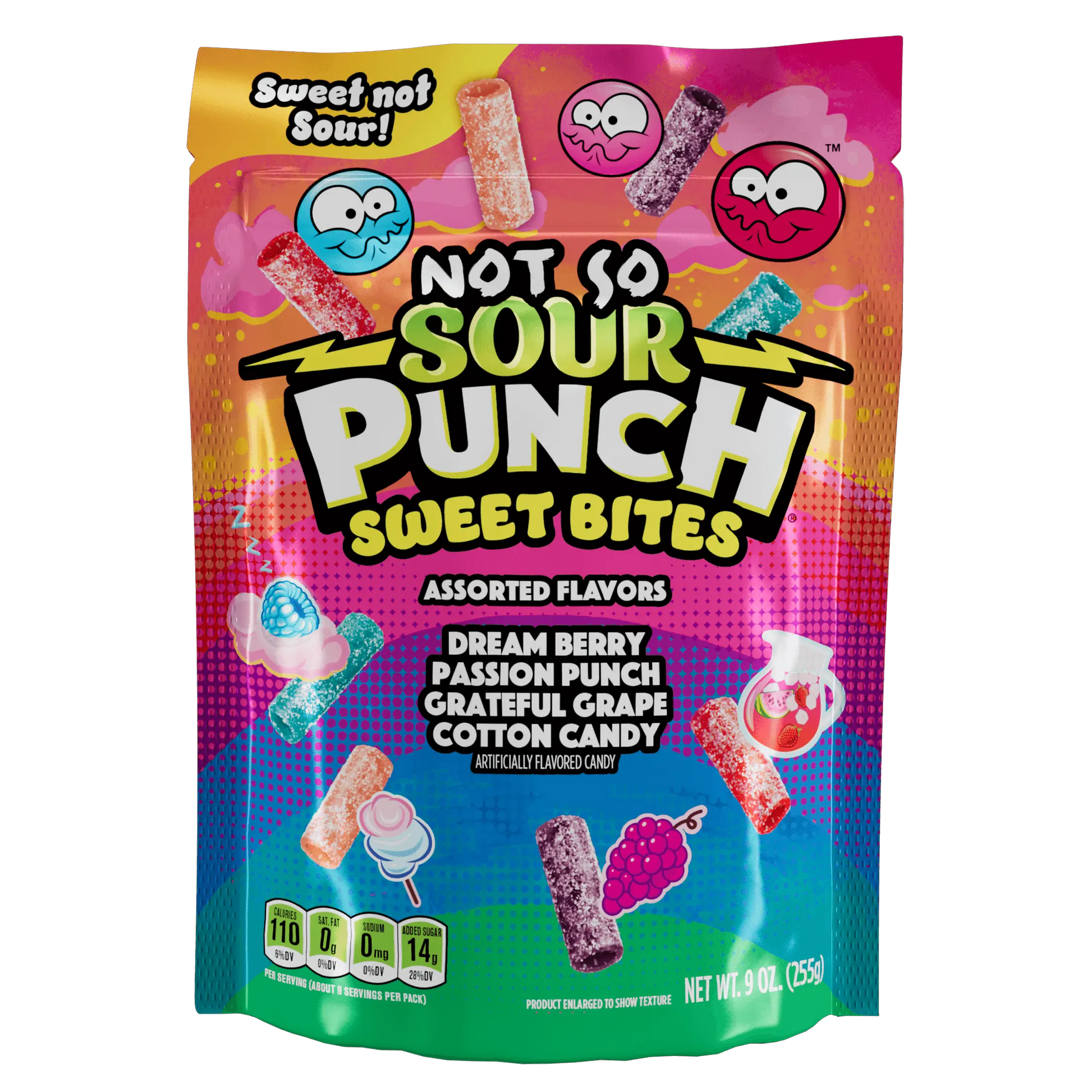 Front of Not So SOUR PUNCH Sweet Bites 9oz share bag