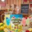 NEW Sour Punch Lemonade Filled Bites 9oz Bag surrounded by lemonade beverages and candy jars