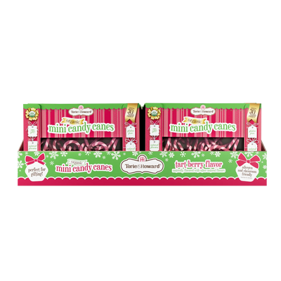 Torie & Howard Tart Berry Organic Candy Canes in Bulk - 12 boxes of canes per shelf-ready display